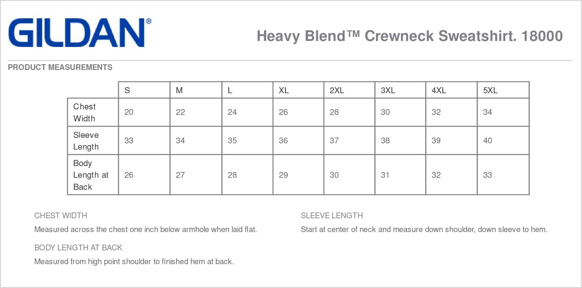 Sizing Chart