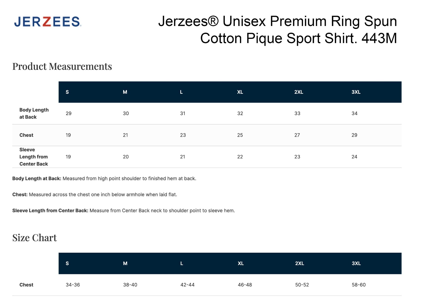 Sizing Chart