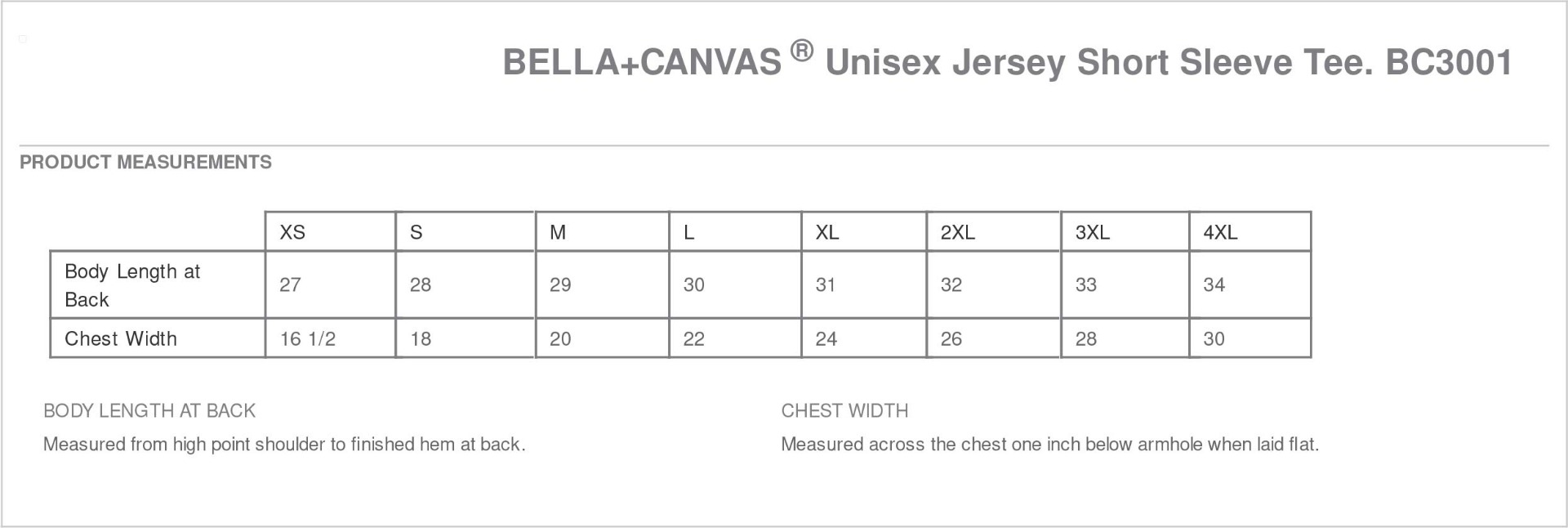 Sizing Chart
