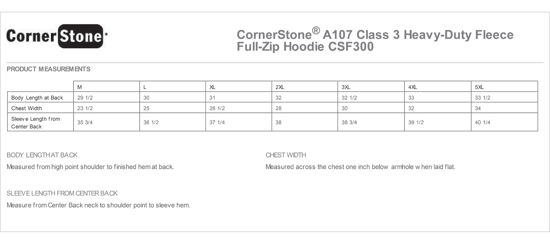 Sizing Chart