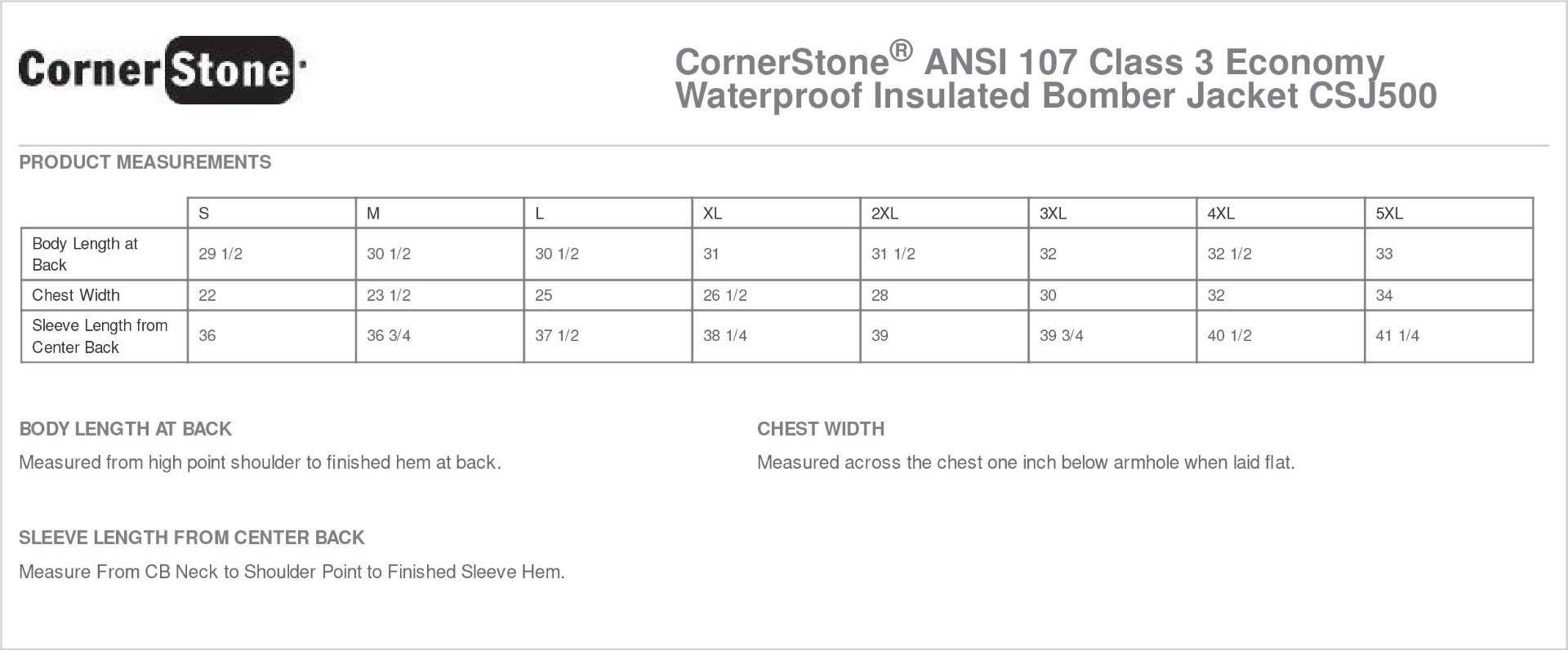 Sizing Chart
