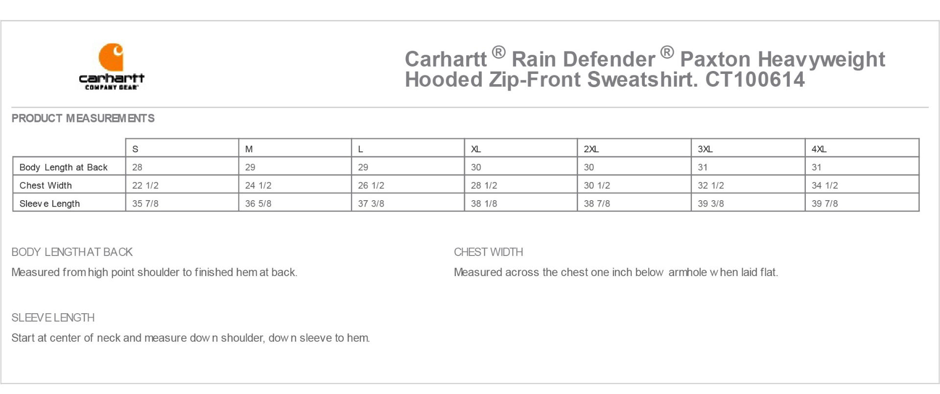 Sizing Chart