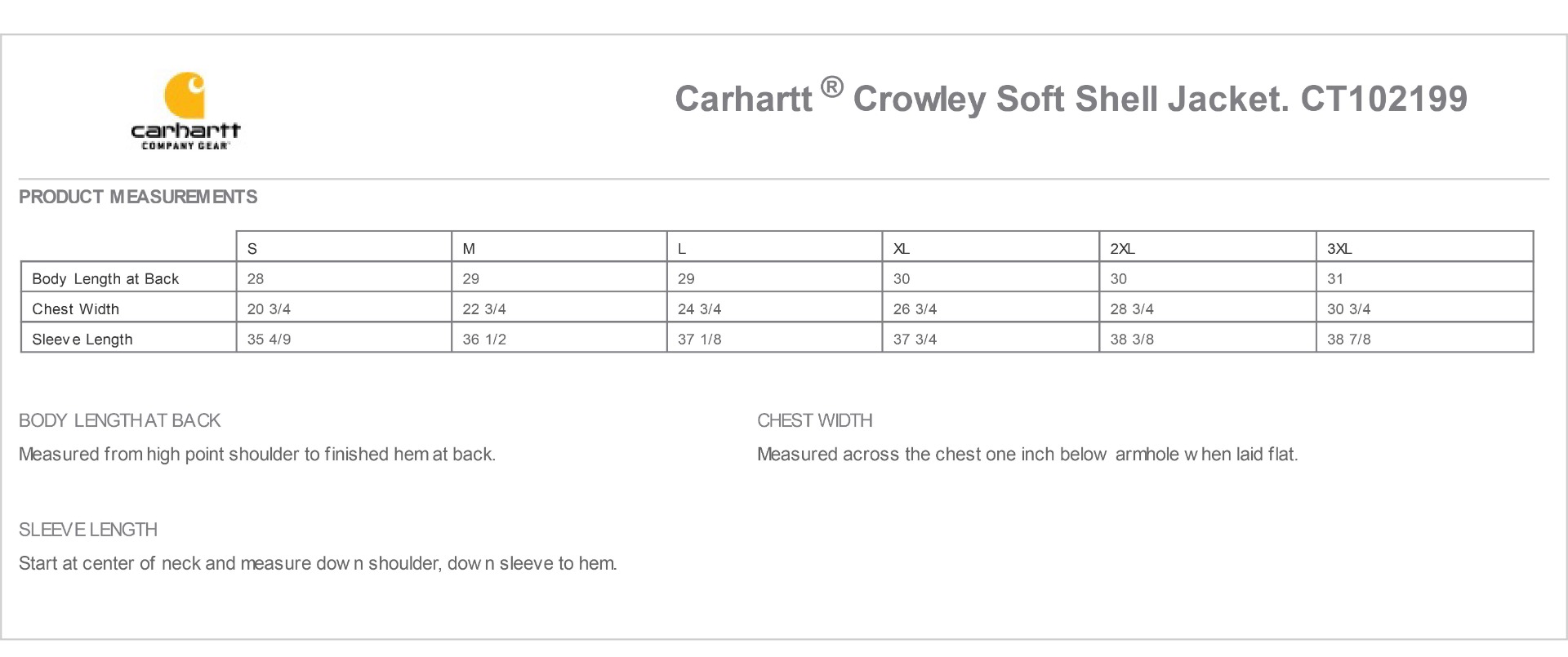 Sizing Chart