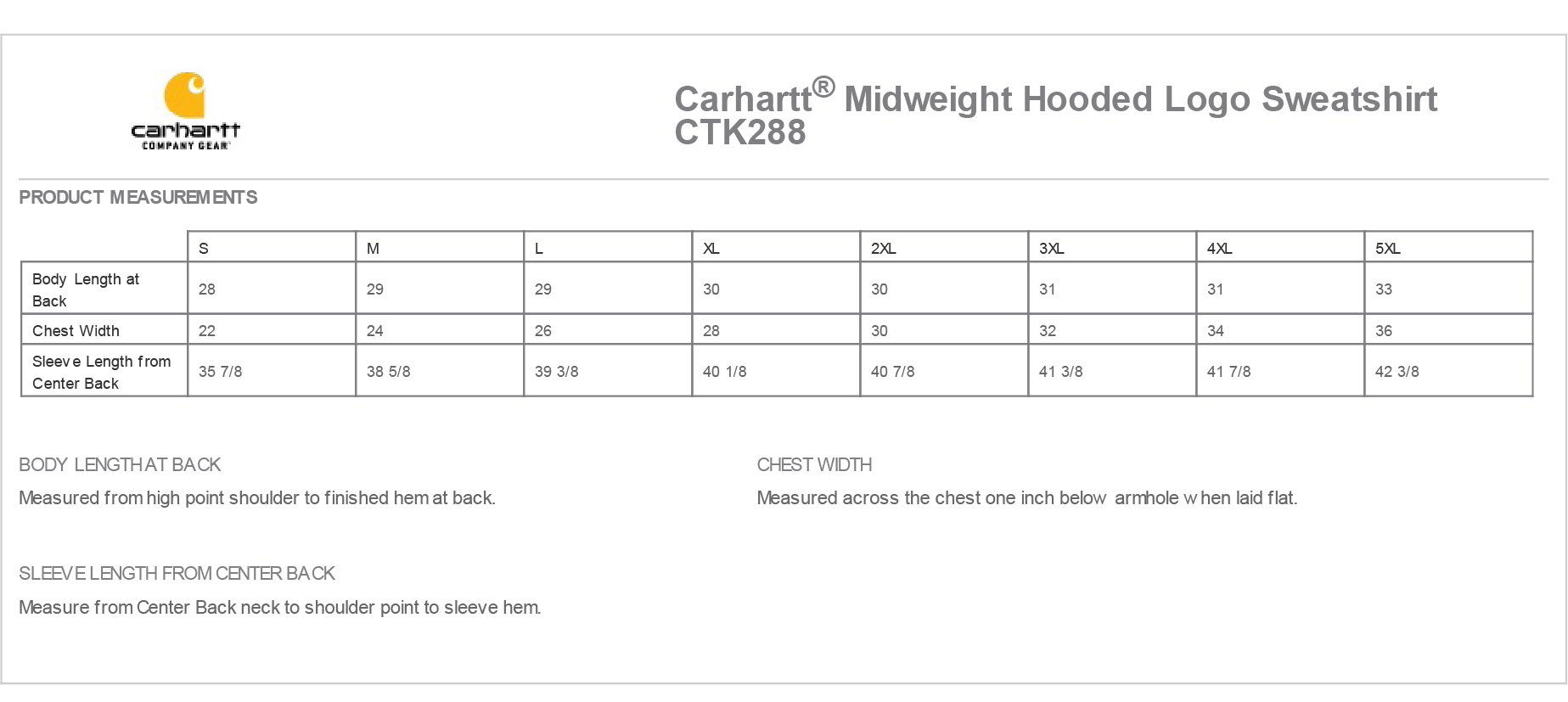 Sizing Chart