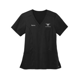 HEALTH TECH - Ladies' Flex V-Neck Scrub Top - WHITE LOGO