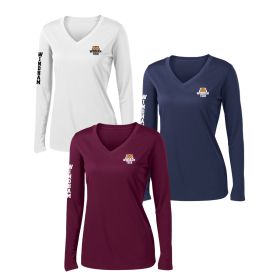 SPIRIT - Ladies' Long Sleeve V-Neck Tee - EMB/LC/GP/RS