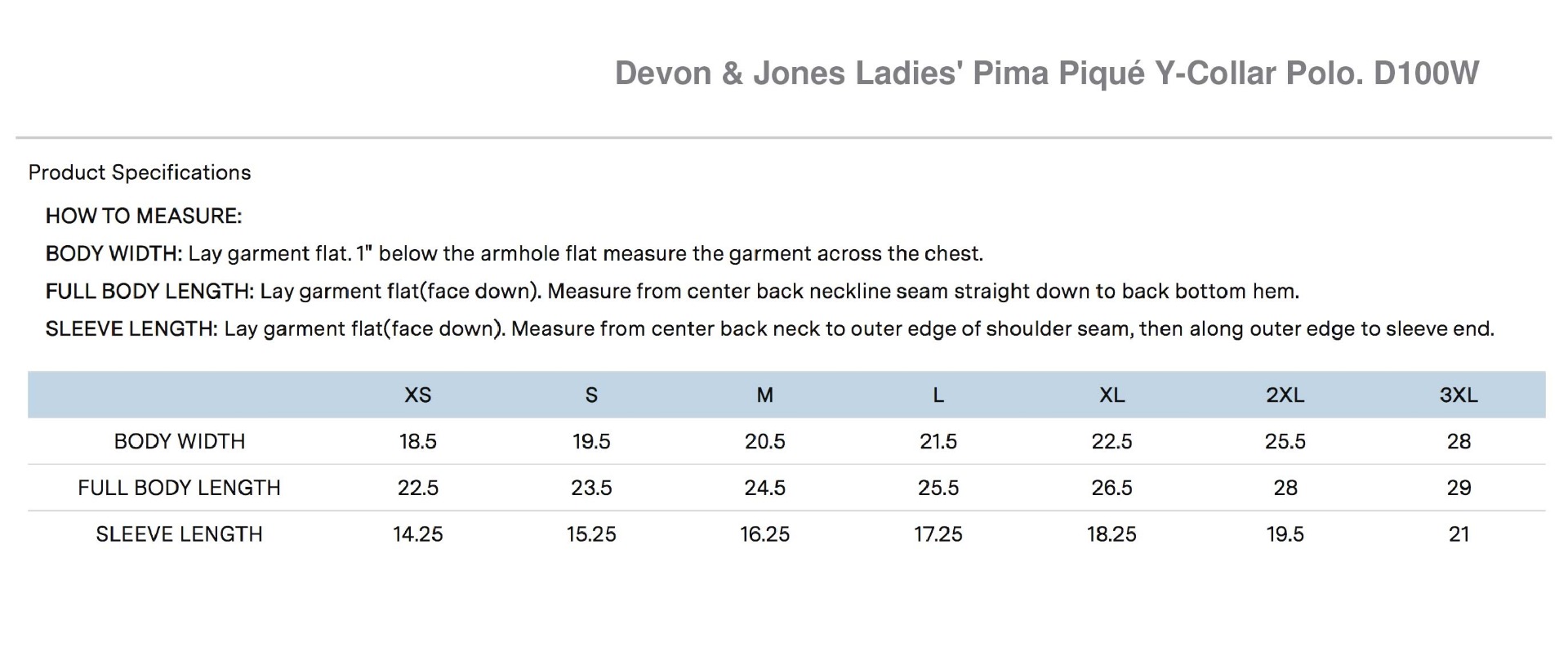 Sizing Chart