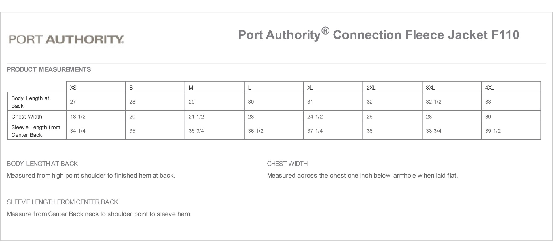 Sizing Chart