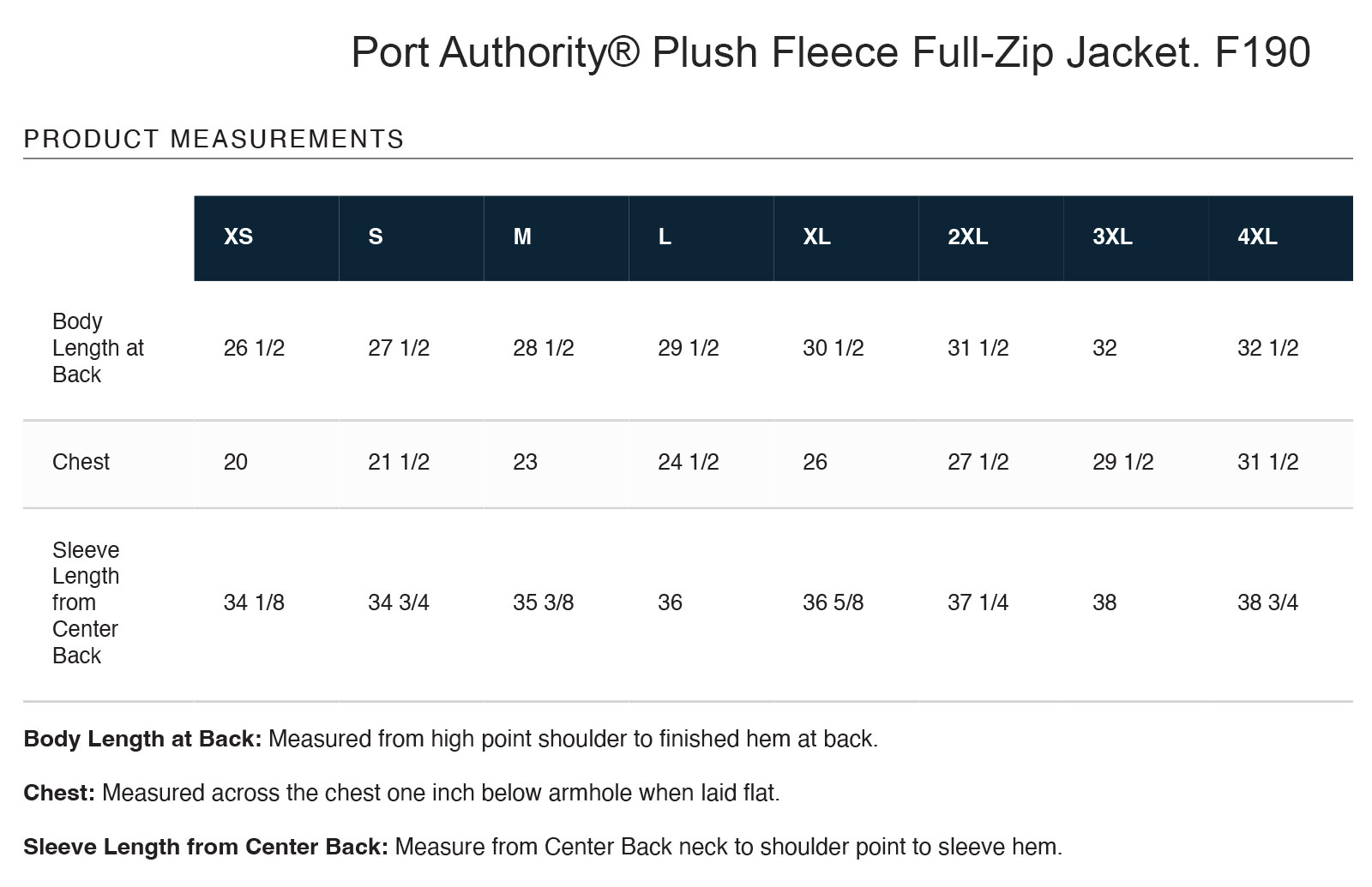 Sizing Chart