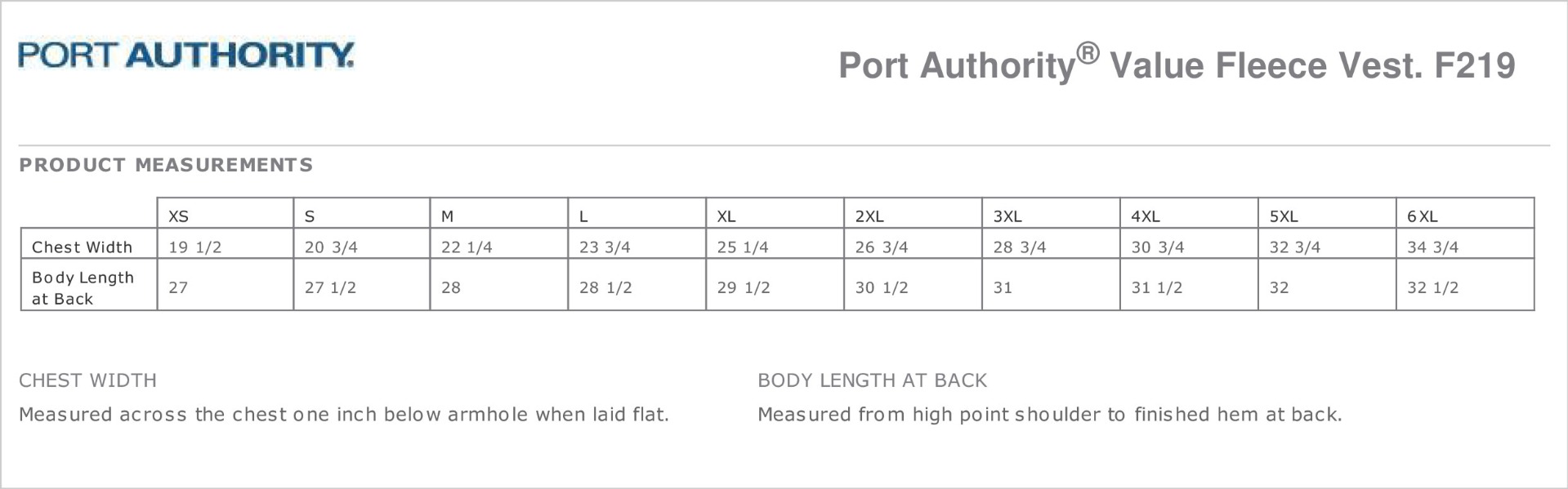 Sizing Chart
