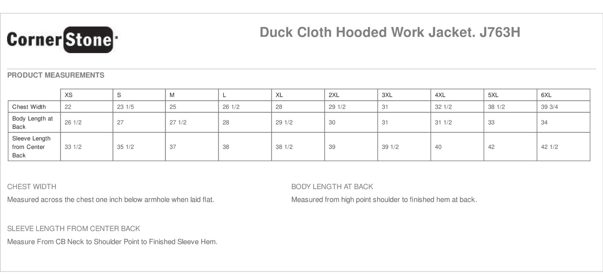 Sizing Chart