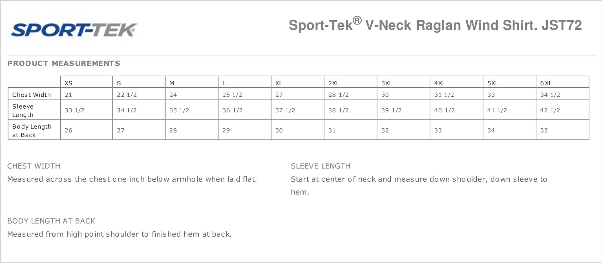 Sizing Chart