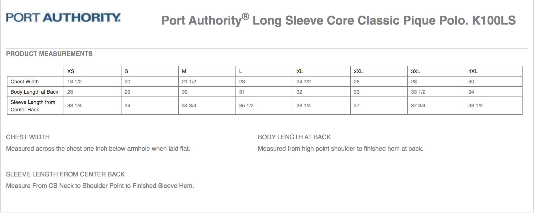Sizing Chart