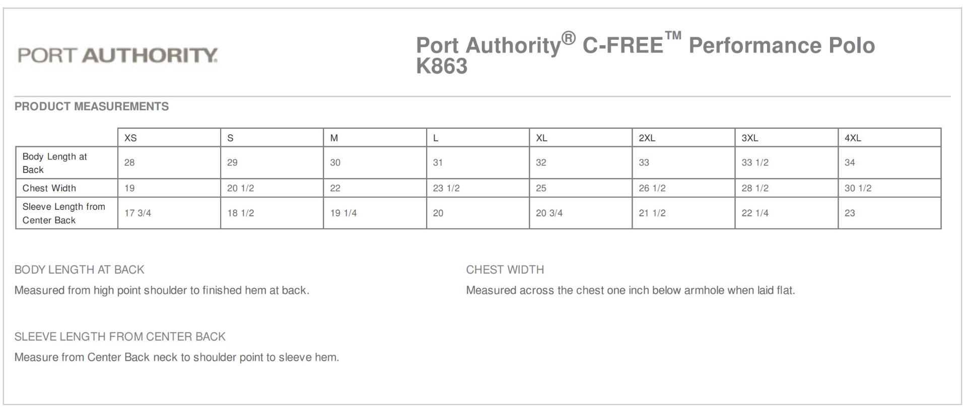 Sizing Chart