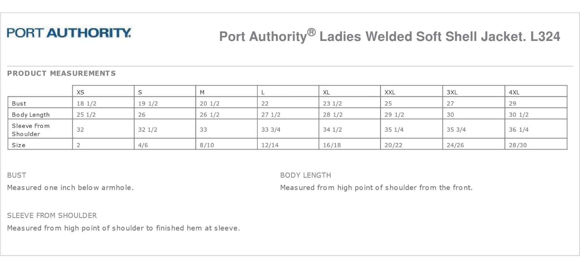 Sizing Chart