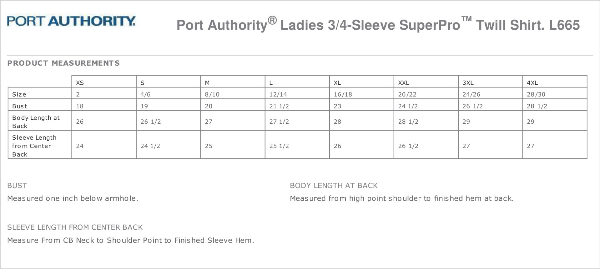Sizing Chart