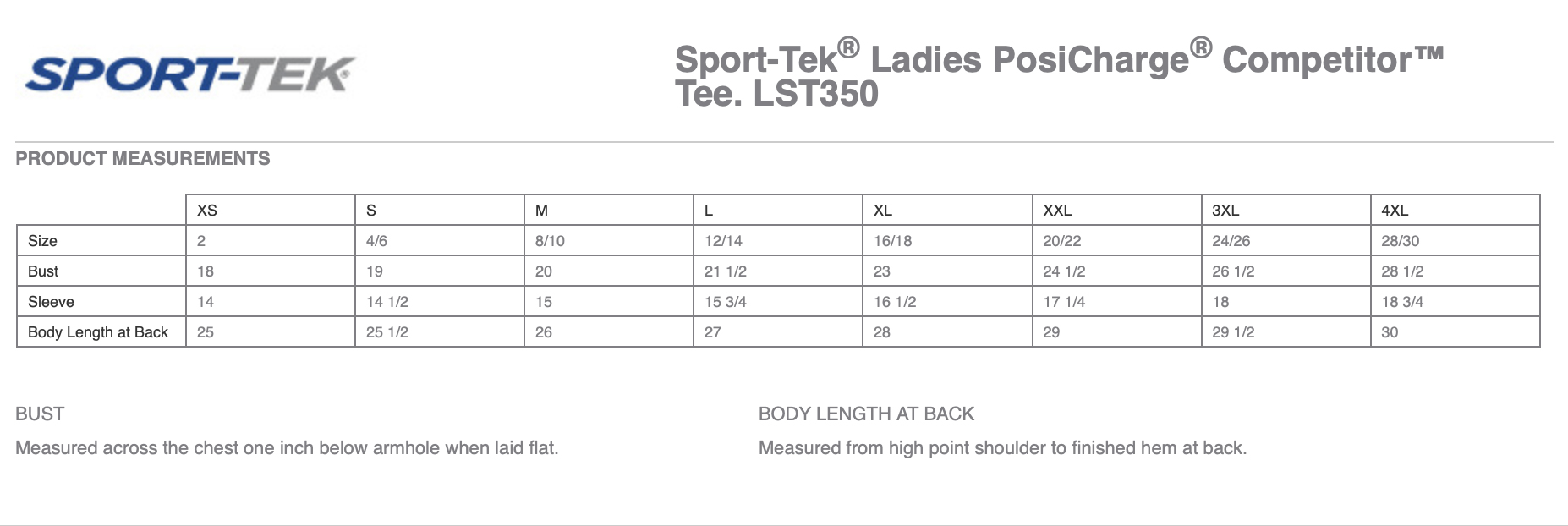 Sizing Chart