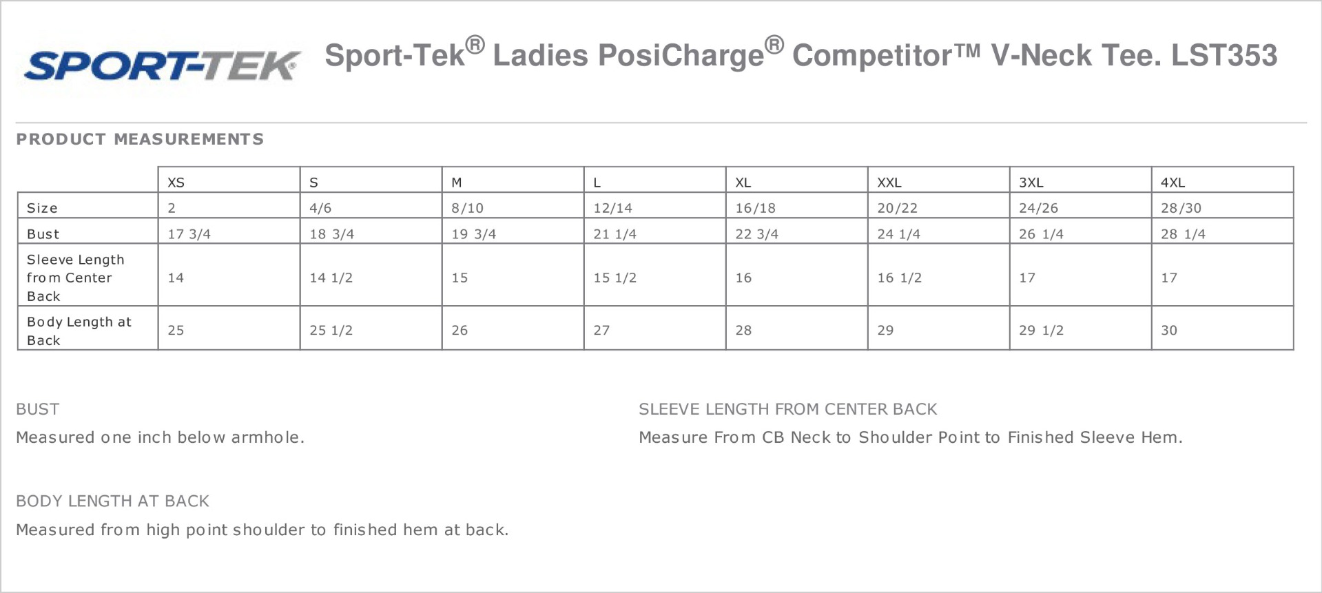 Sizing Chart