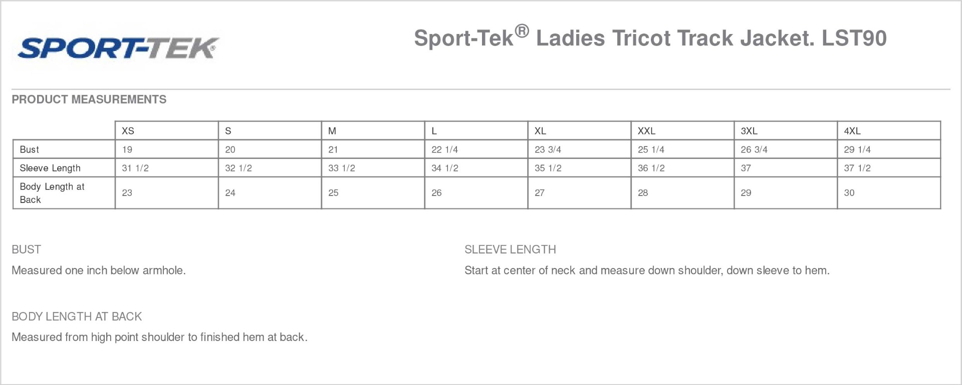 Sizing Chart