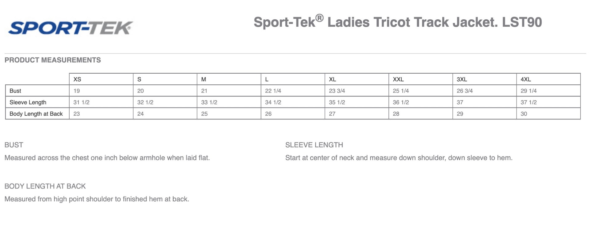 Sizing Chart
