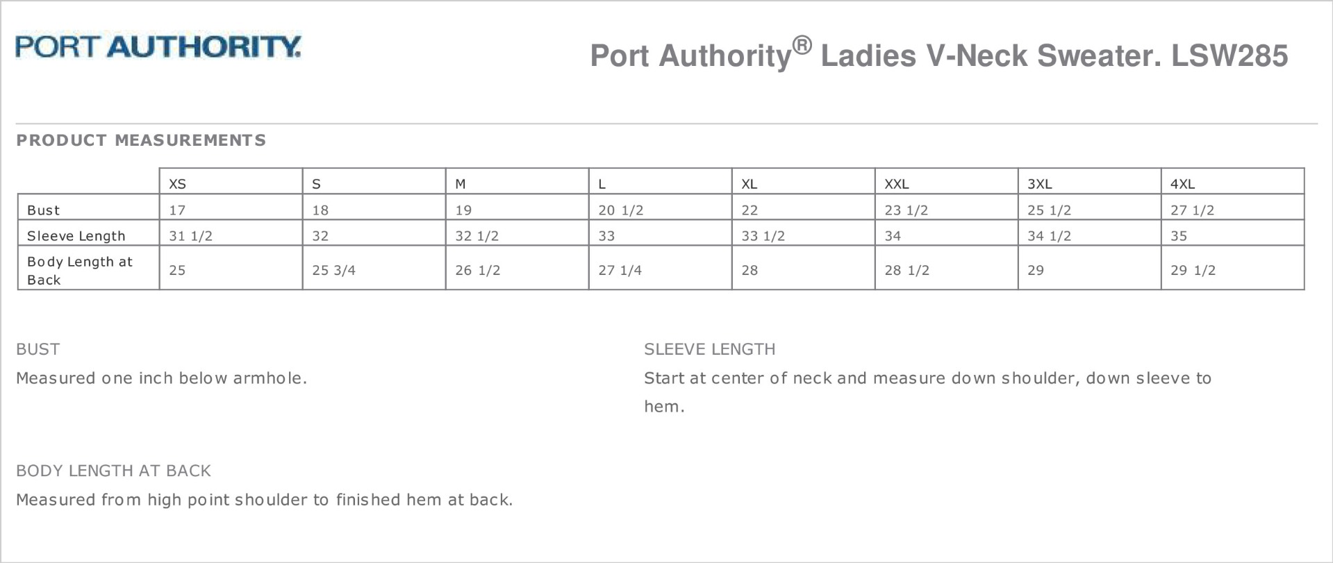 Sizing Chart