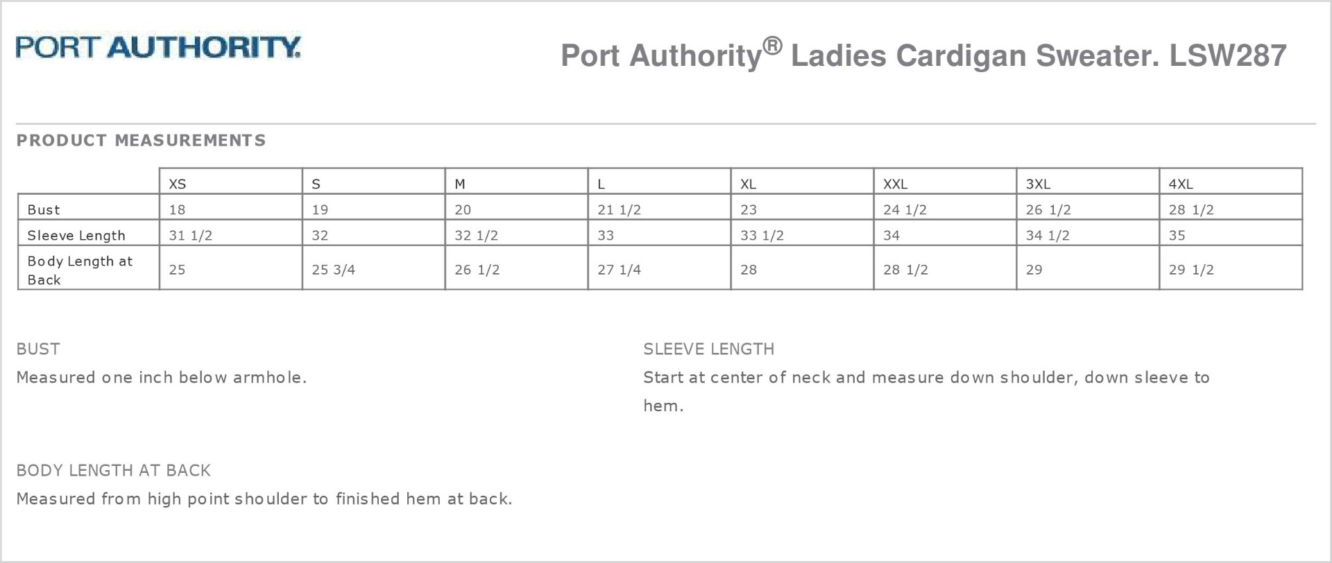 Sizing Chart
