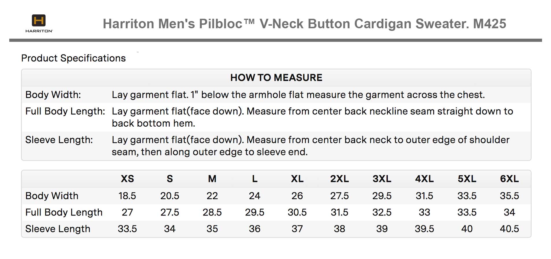 Sizing Chart