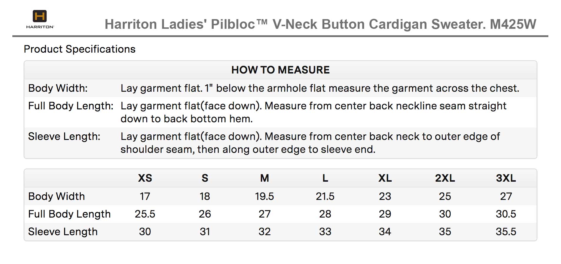 Sizing Chart