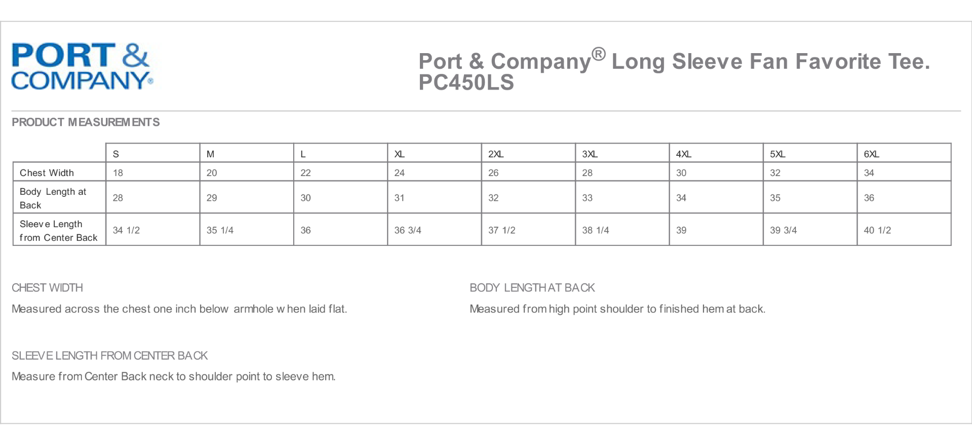 Sizing Chart