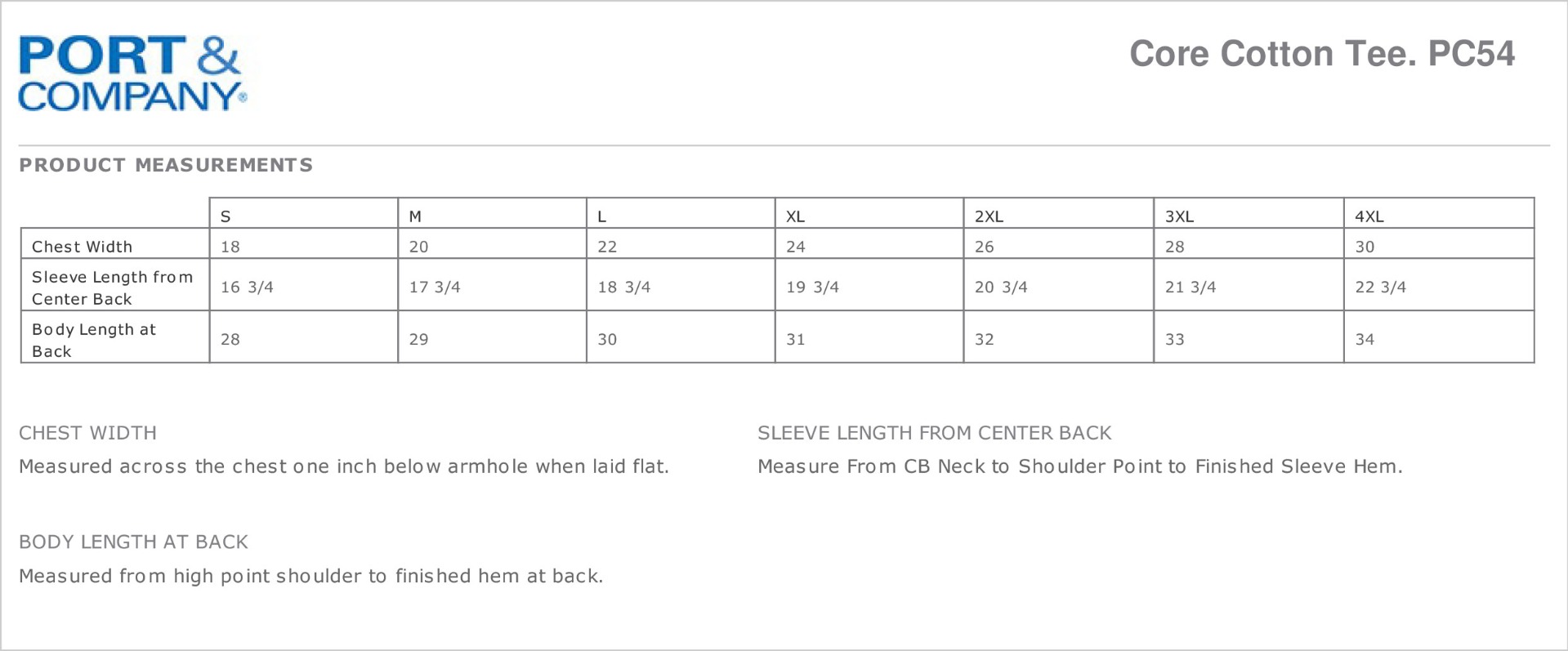 Sizing Chart