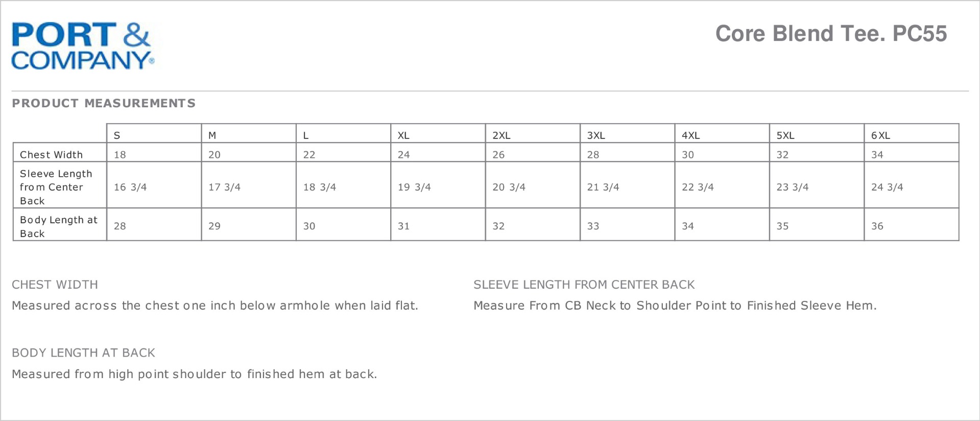 Sizing Chart
