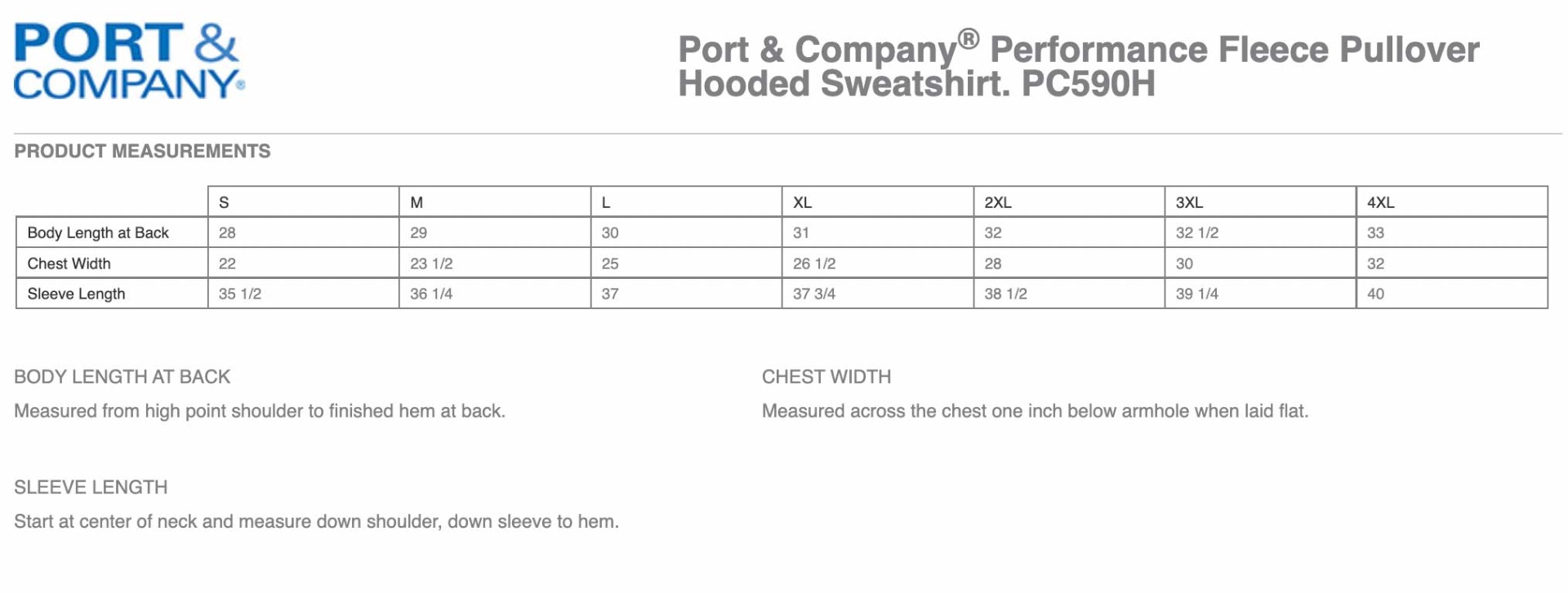 Sizing Chart