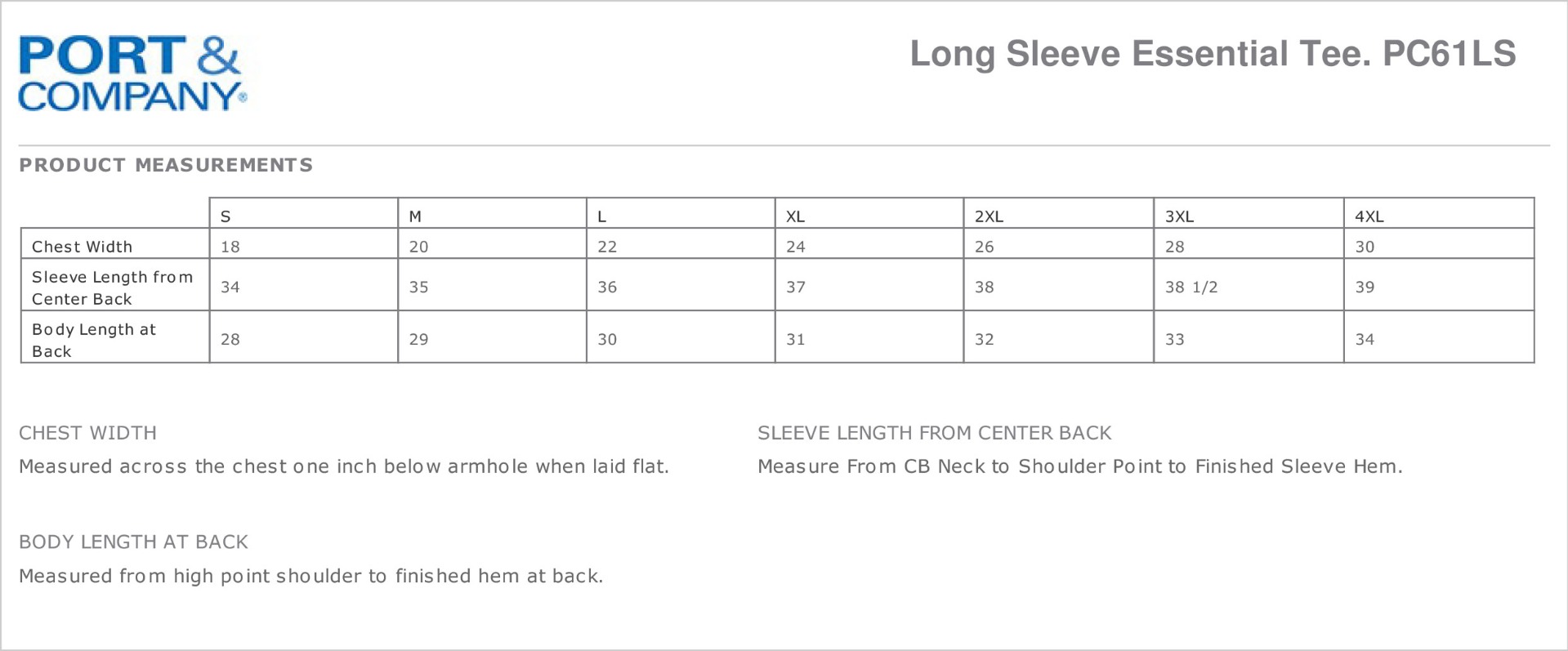 Sizing Chart