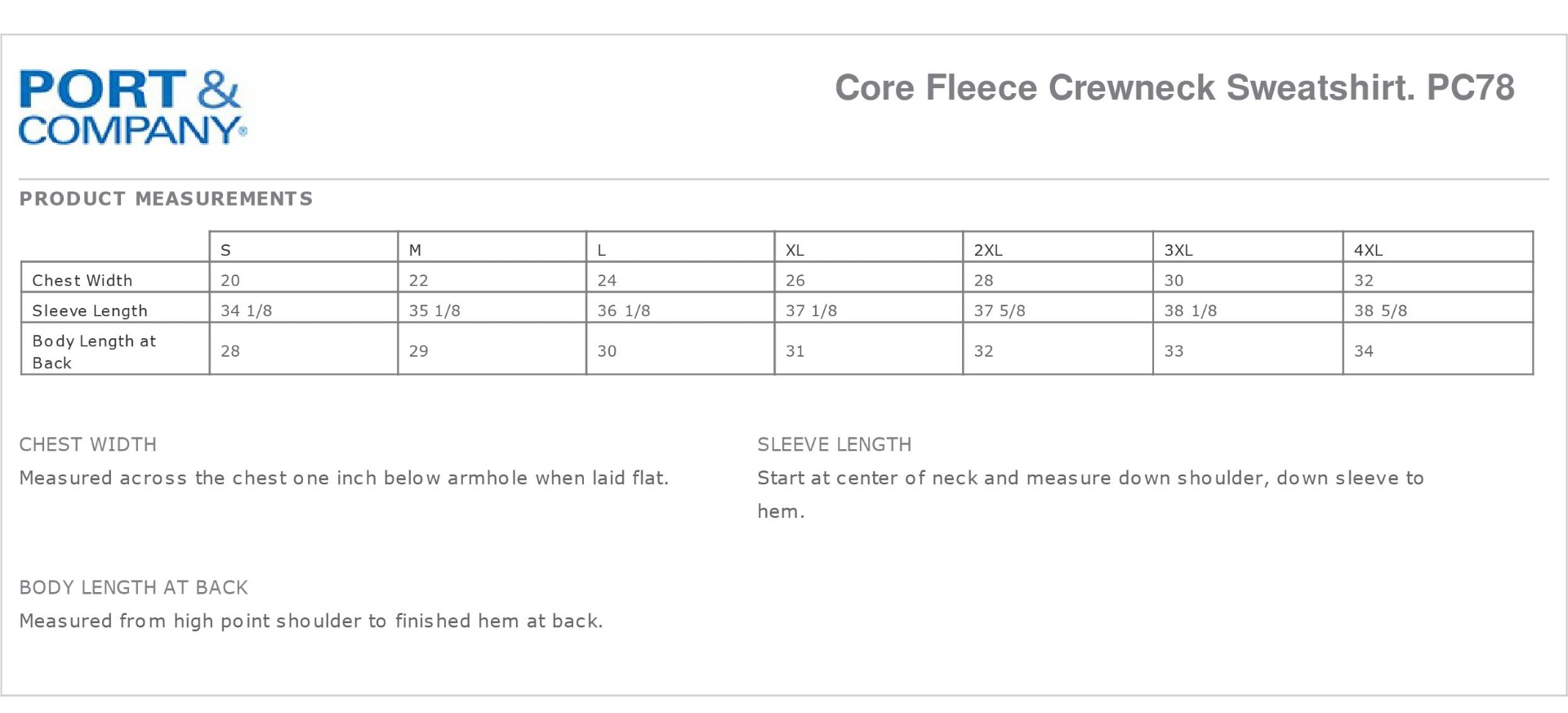 Sizing Chart