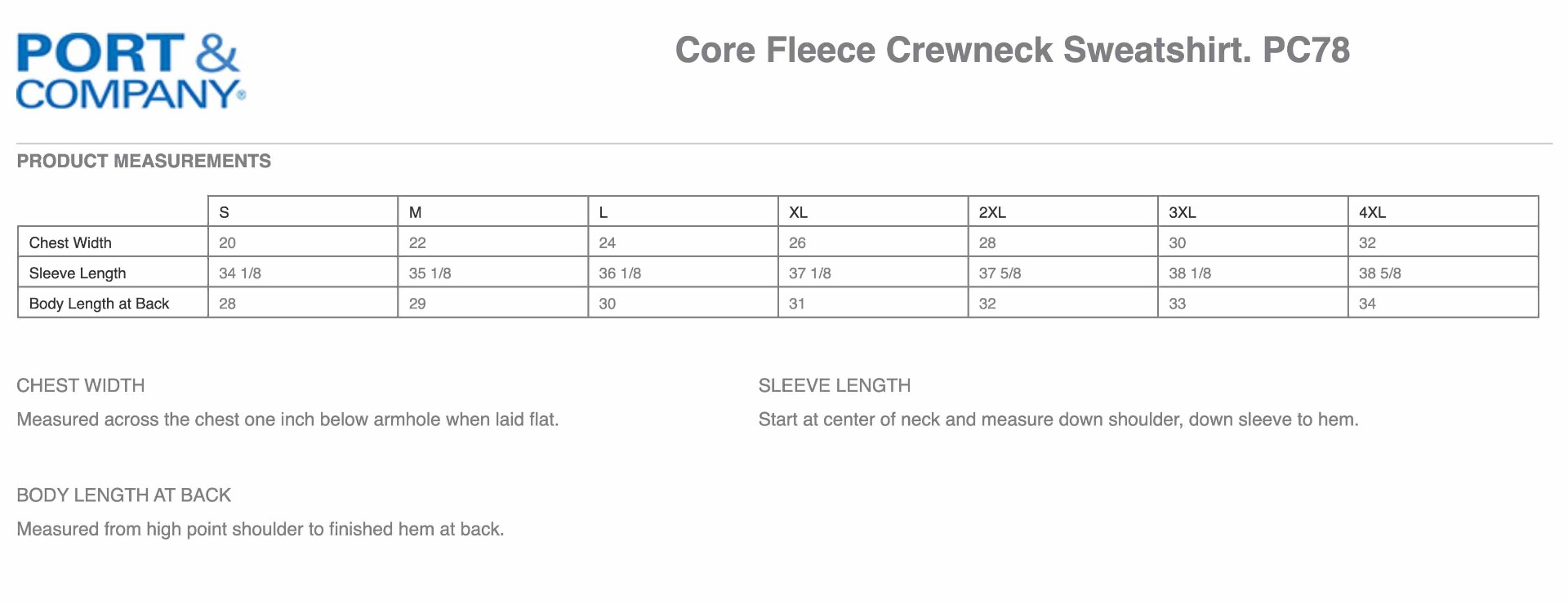 Sizing Chart