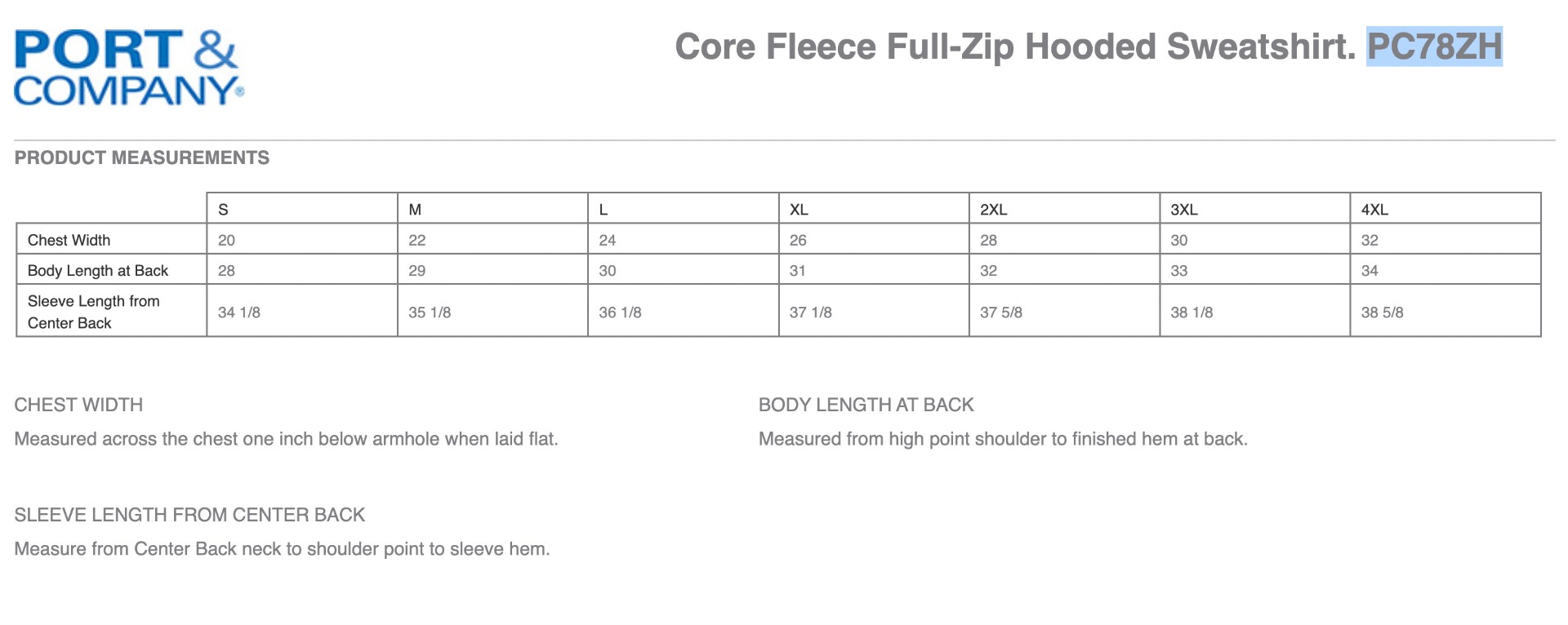 Sizing Chart
