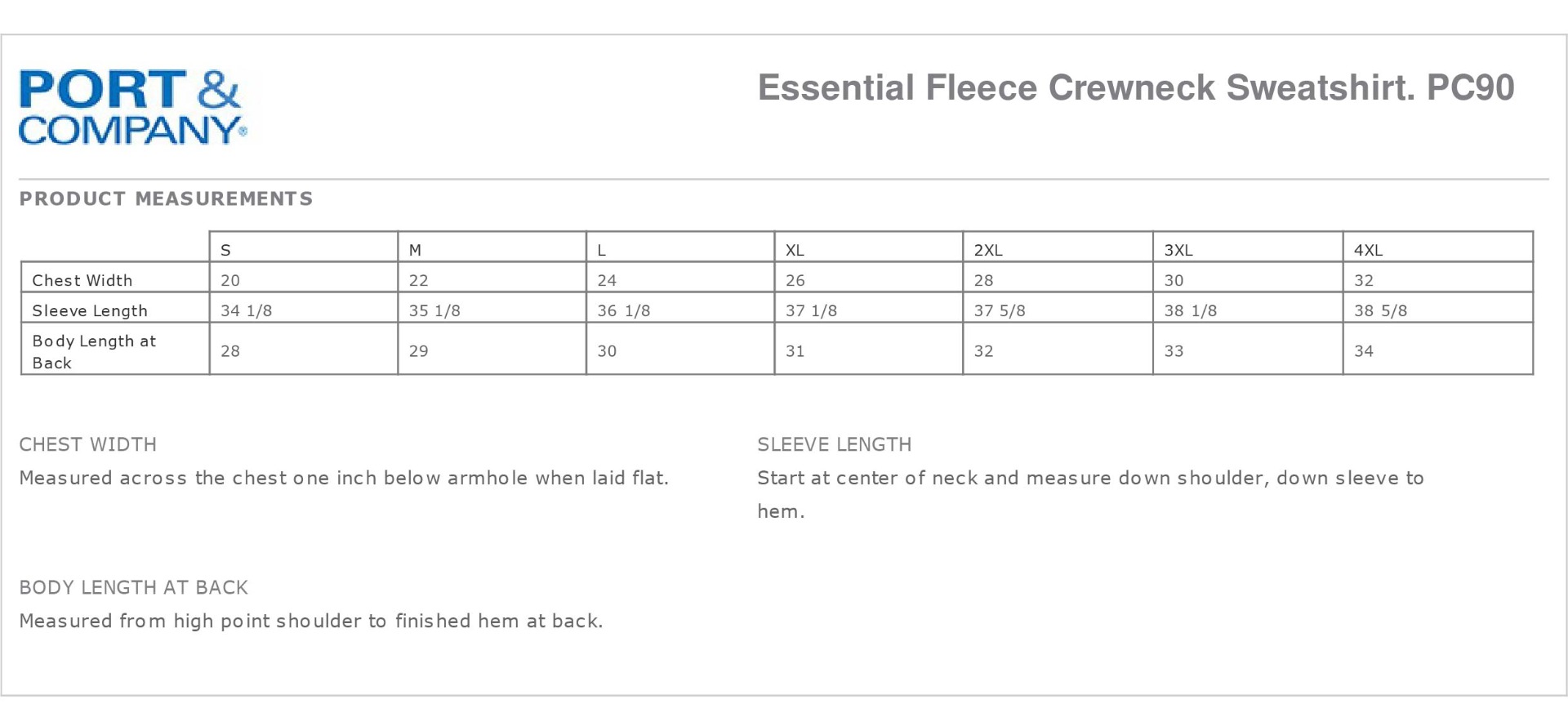 Sizing Chart