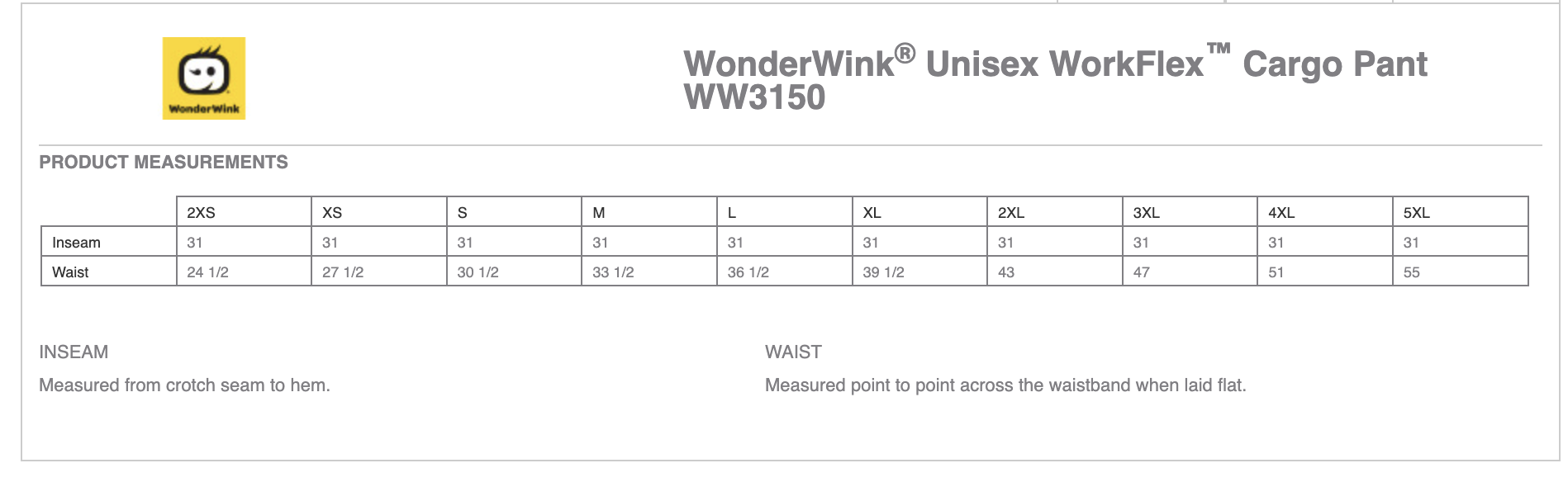 Sizing Chart