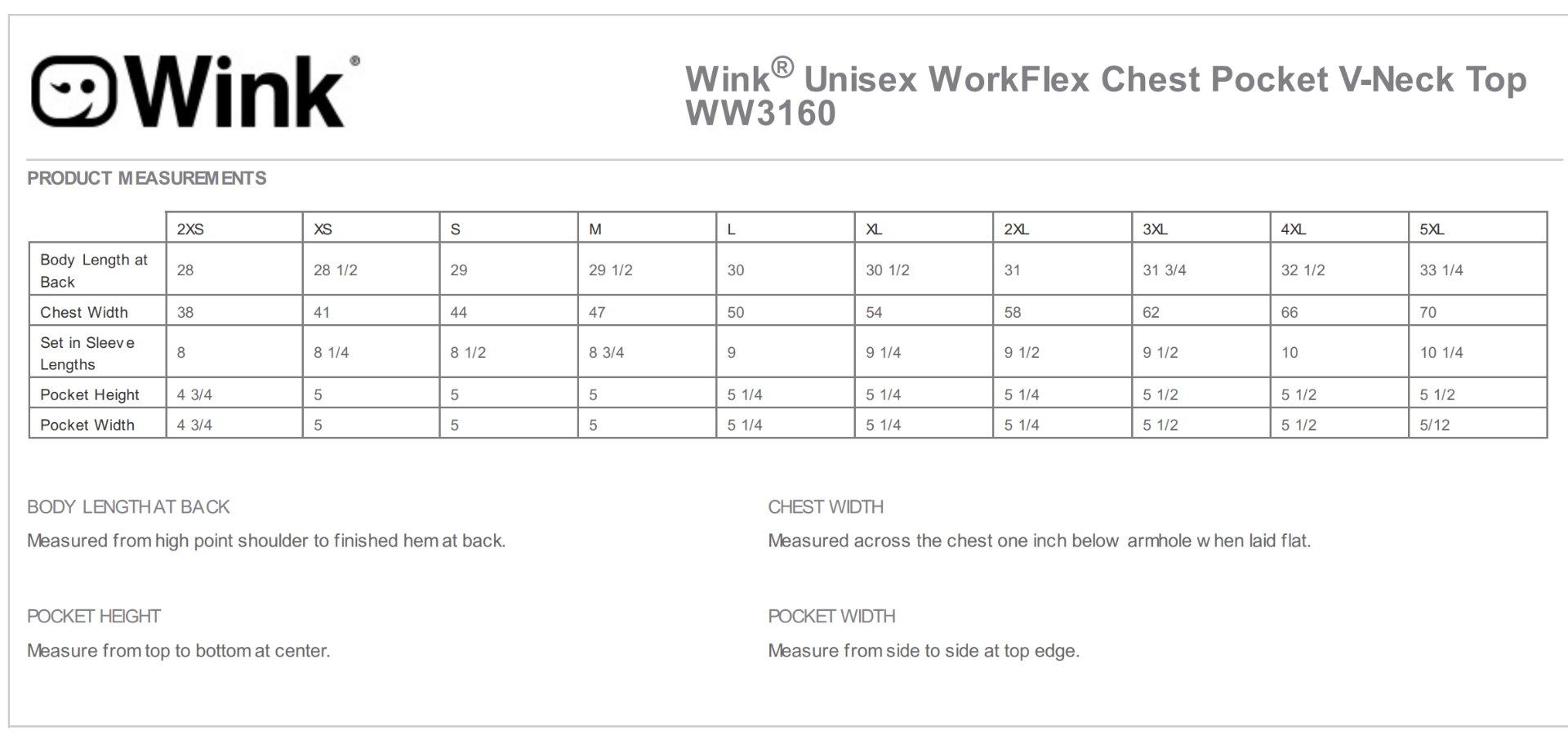 Sizing Chart
