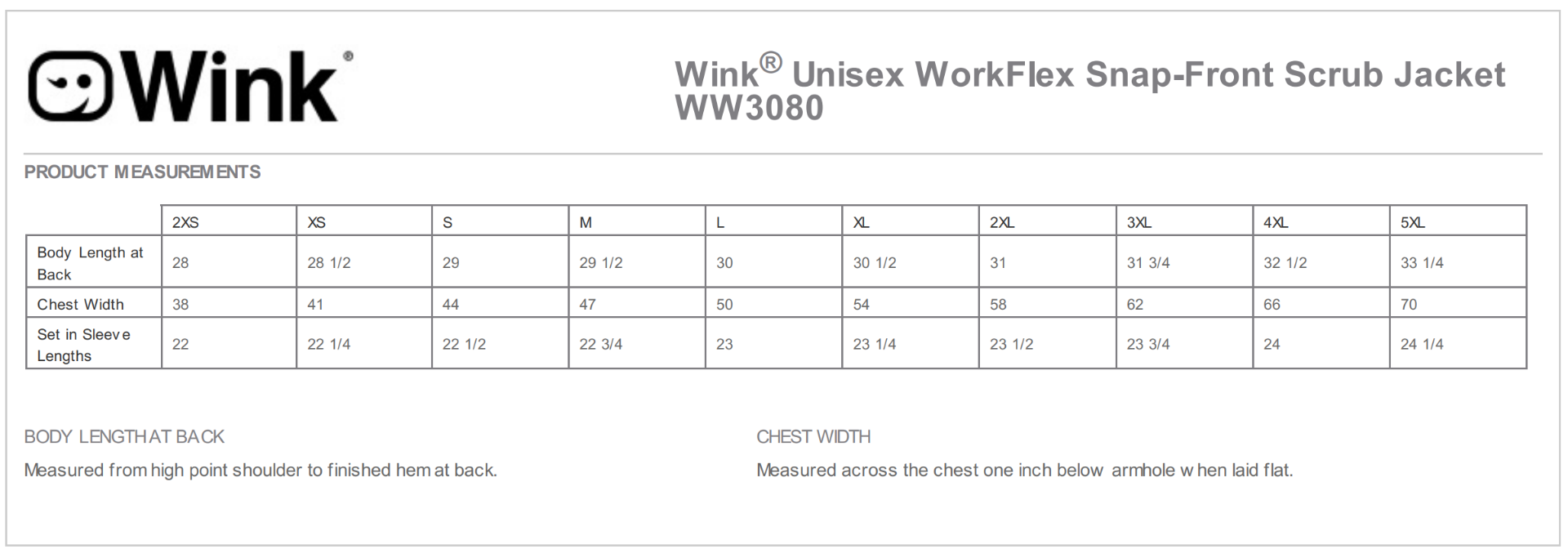 Sizing Chart