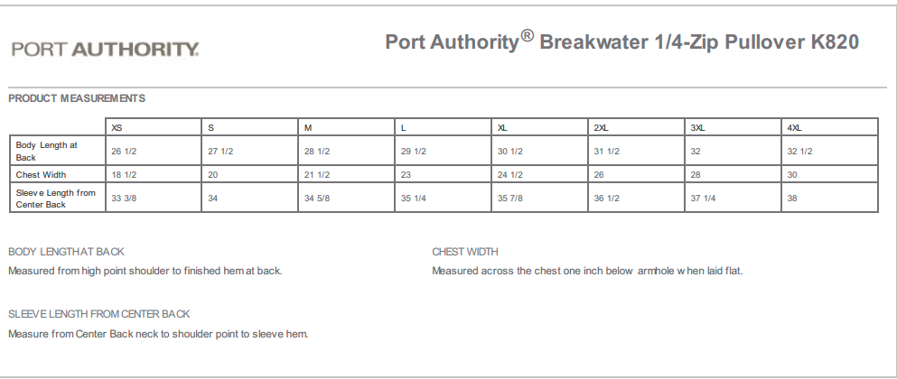 Sizing Chart