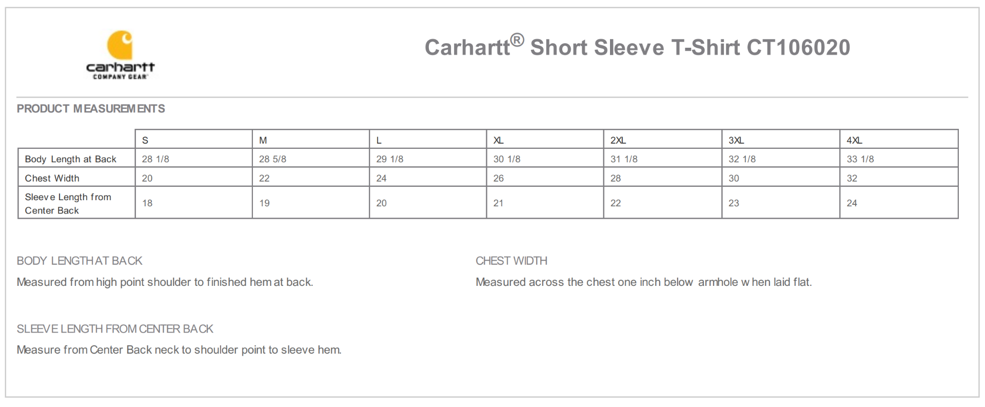 Sizing Chart