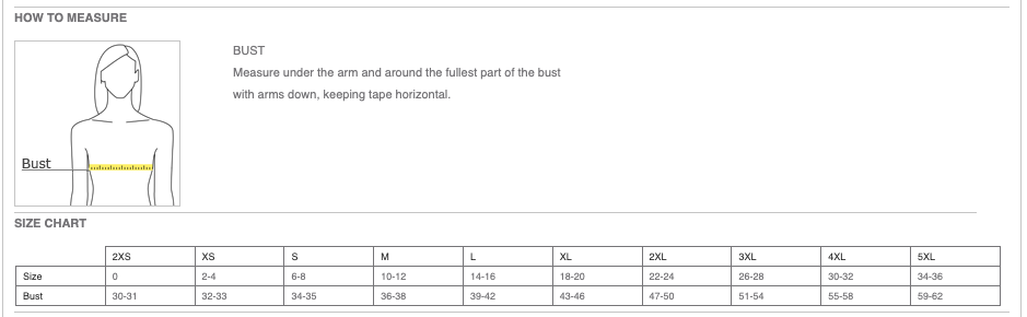 Sizing Chart