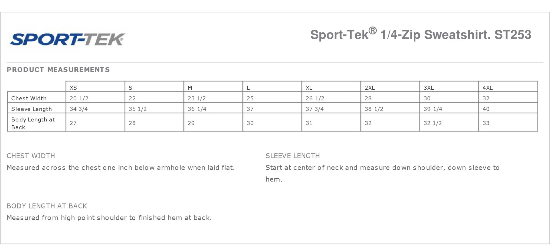 Sizing Chart