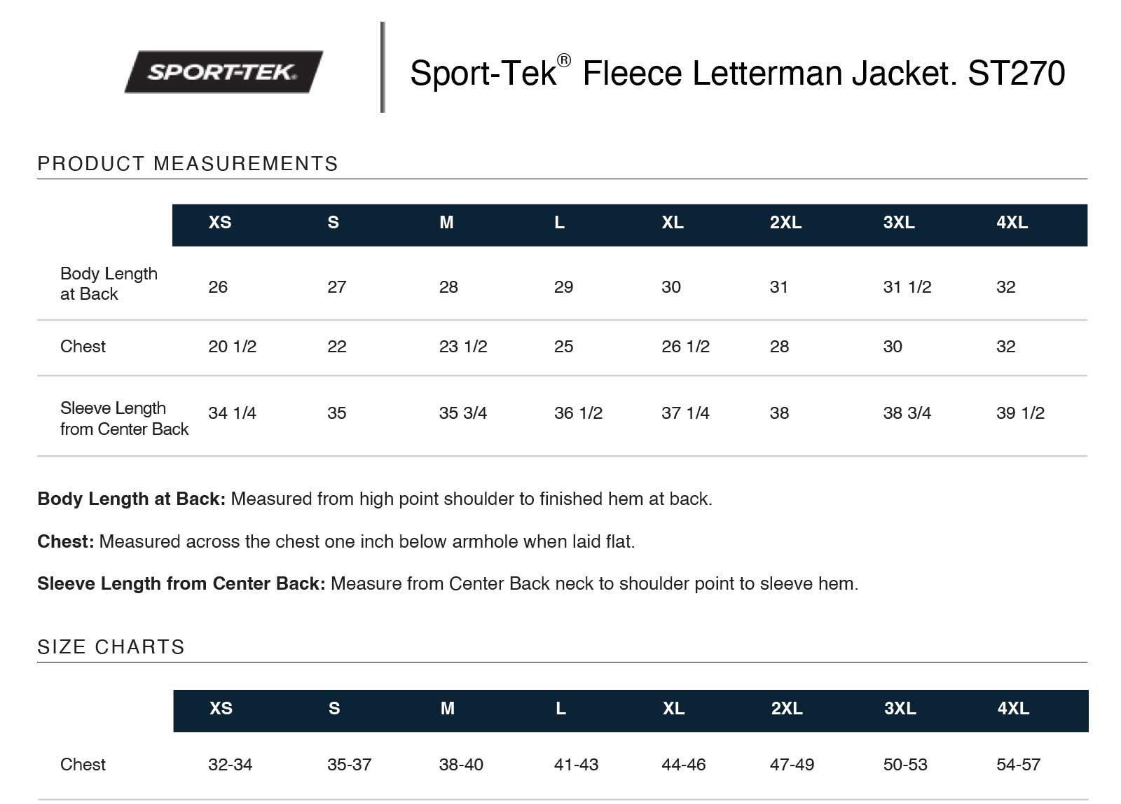 Sizing Chart