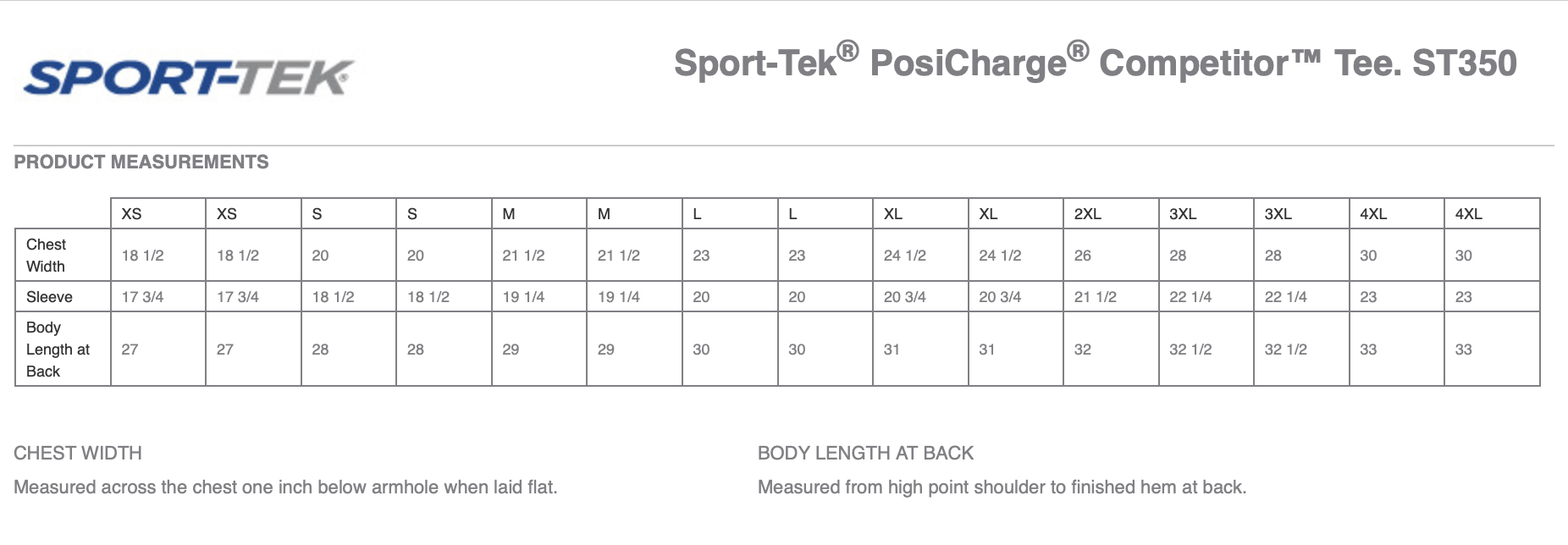 Sizing Chart