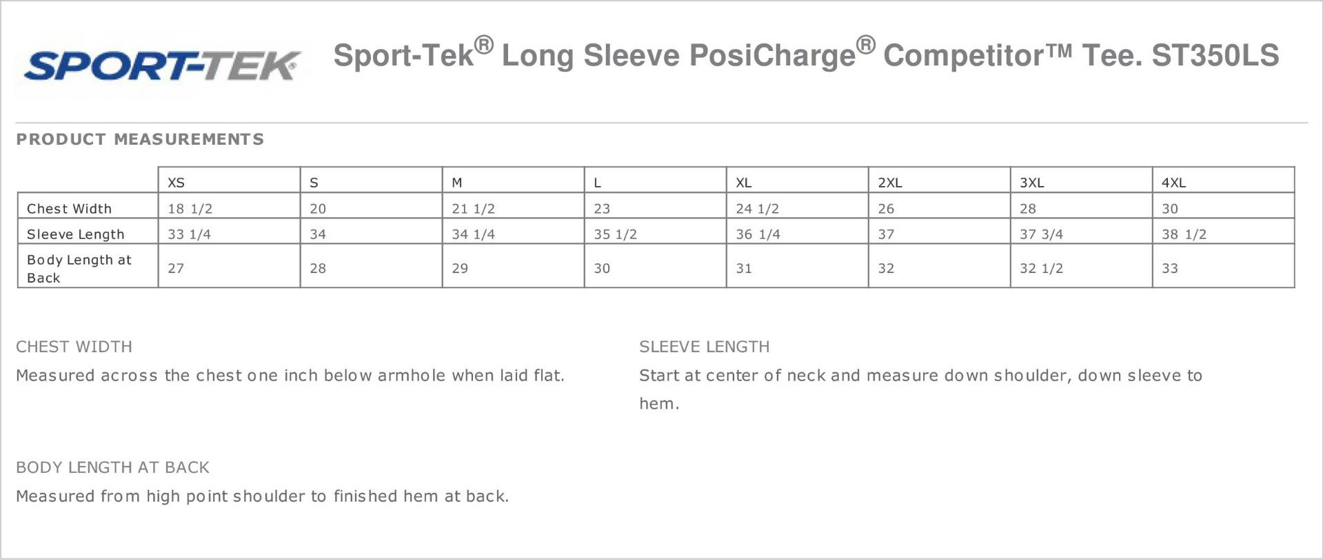 Sizing Chart