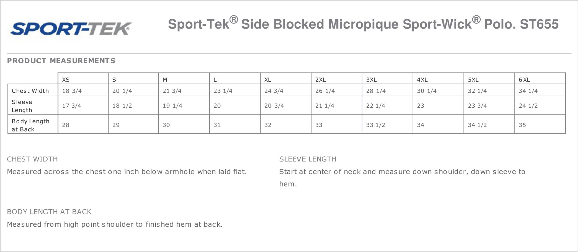 Sizing Chart