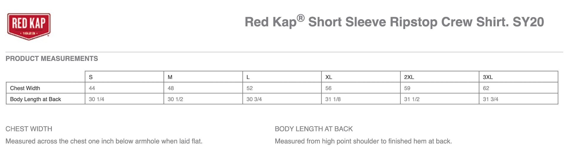 Sizing Chart