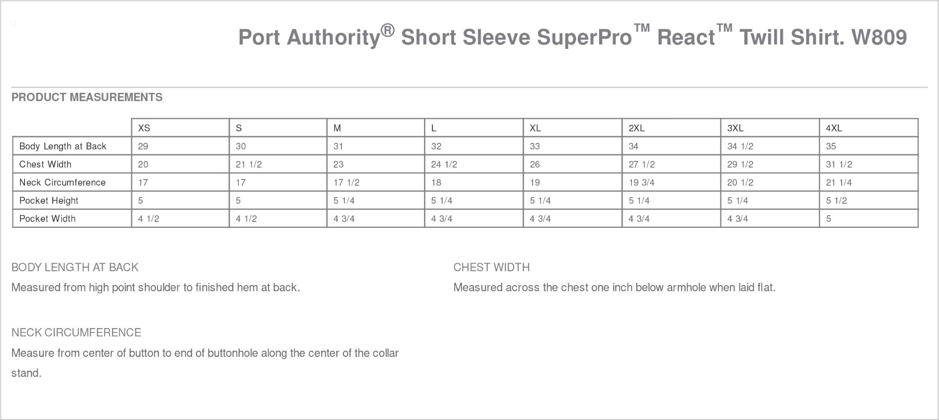 Sizing Chart